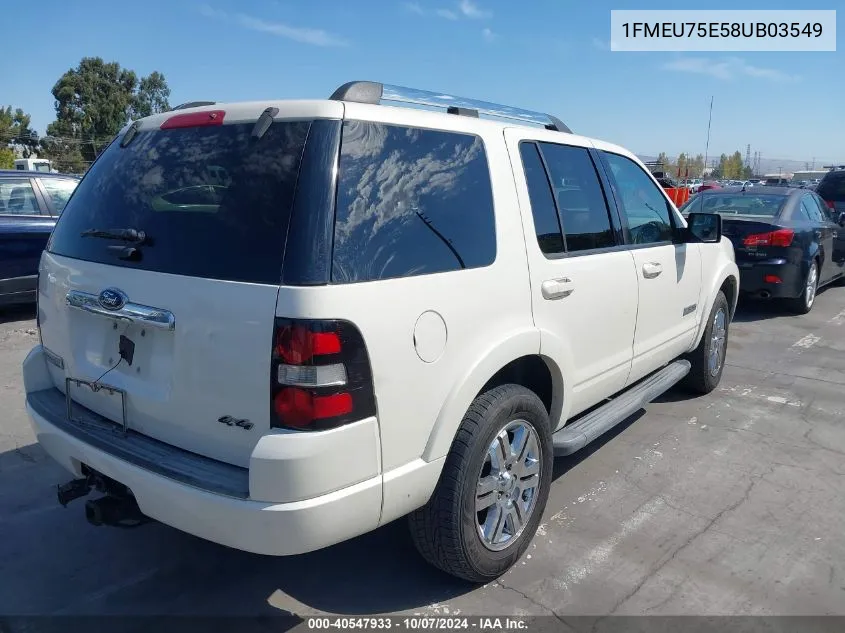 2008 Ford Explorer Limited VIN: 1FMEU75E58UB03549 Lot: 40547933