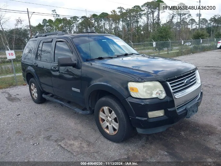 2008 Ford Explorer Xlt VIN: 1FMEU63E48UA36200 Lot: 40649230