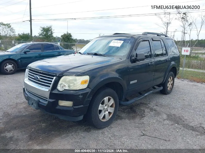 2008 Ford Explorer Xlt VIN: 1FMEU63E48UA36200 Lot: 40649230