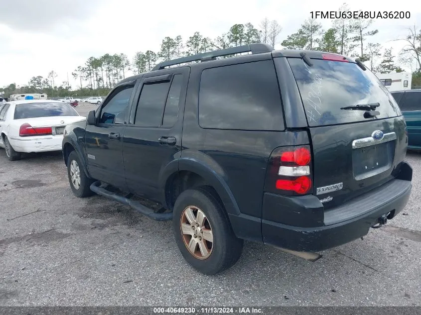 2008 Ford Explorer Xlt VIN: 1FMEU63E48UA36200 Lot: 40649230