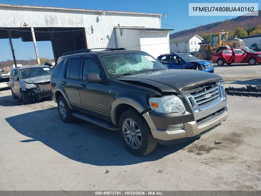 2008 Ford Explorer Eddie Bauer VIN: 1FMEU74808UA40162 Lot: 40673791