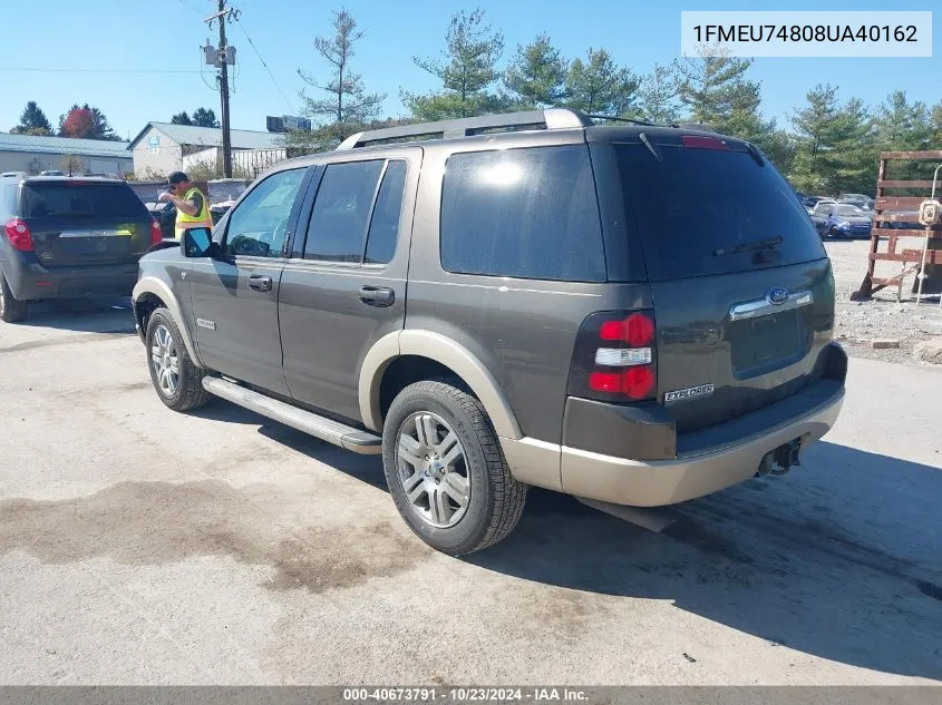 2008 Ford Explorer Eddie Bauer VIN: 1FMEU74808UA40162 Lot: 40673791