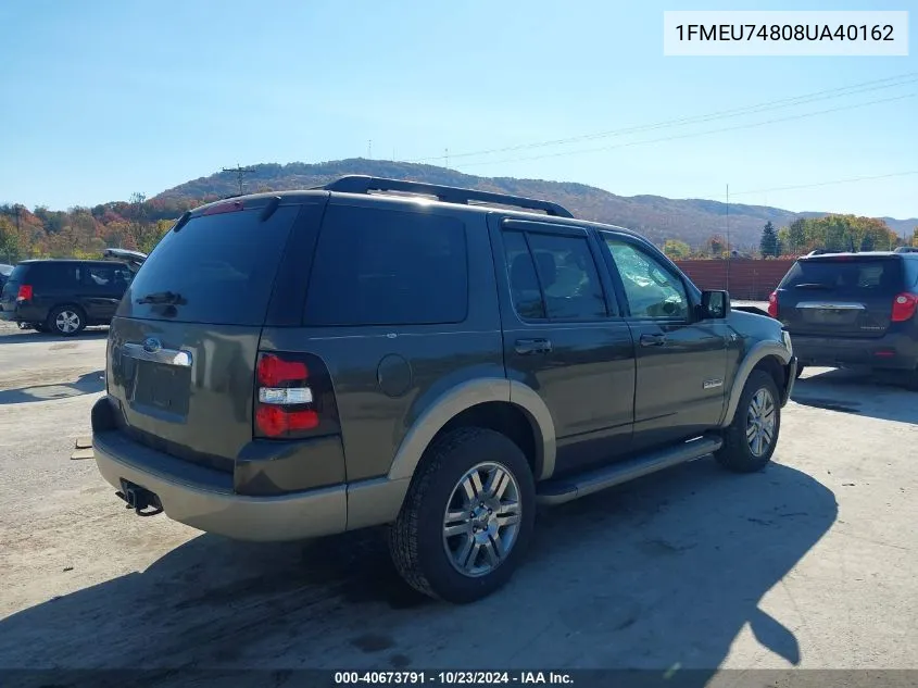 2008 Ford Explorer Eddie Bauer VIN: 1FMEU74808UA40162 Lot: 40673791