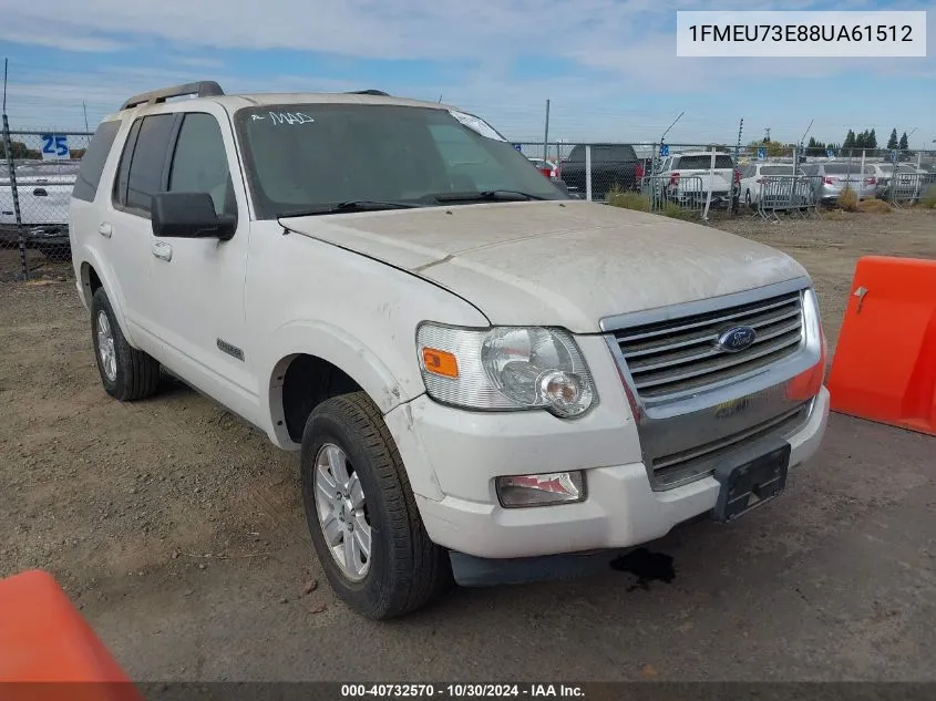 2008 Ford Explorer Xlt VIN: 1FMEU73E88UA61512 Lot: 40732570