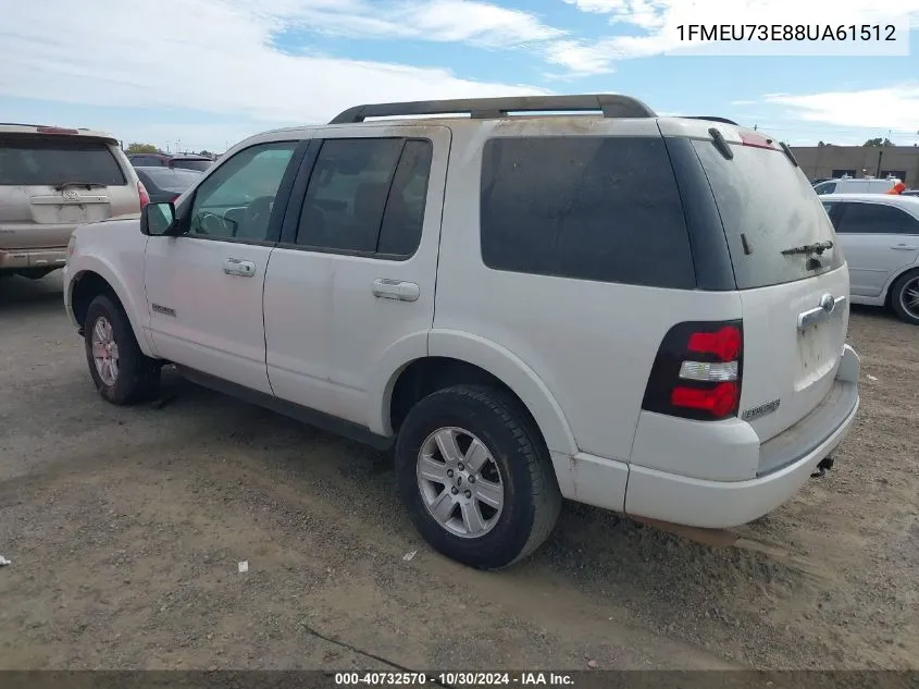 2008 Ford Explorer Xlt VIN: 1FMEU73E88UA61512 Lot: 40732570