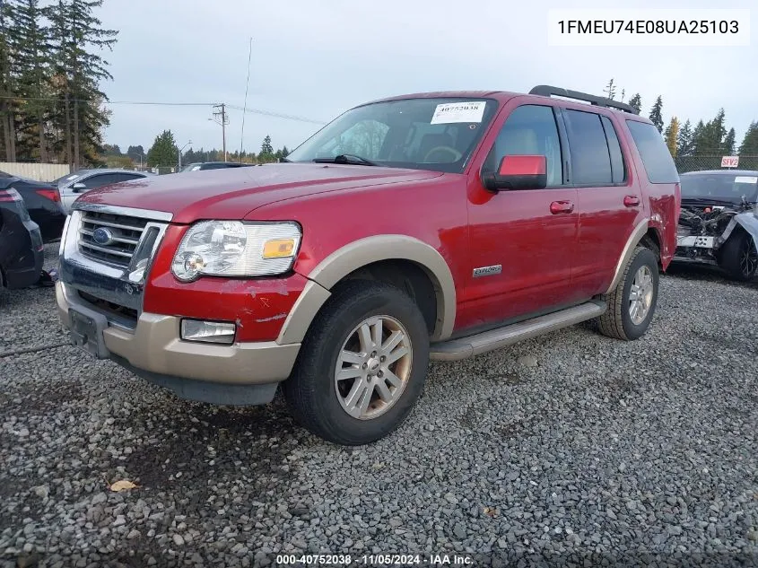 2008 Ford Explorer Eddie Bauer VIN: 1FMEU74E08UA25103 Lot: 40752038