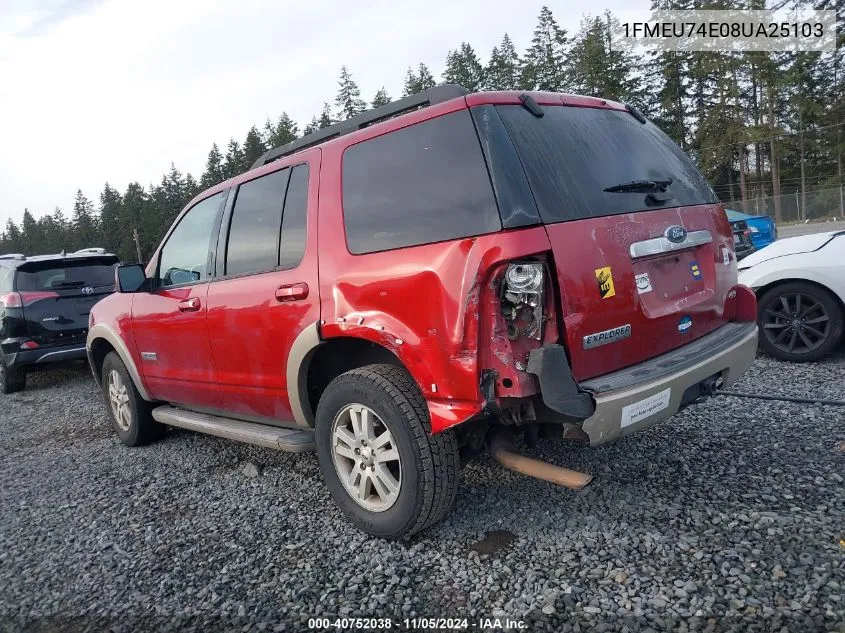 2008 Ford Explorer Eddie Bauer VIN: 1FMEU74E08UA25103 Lot: 40752038