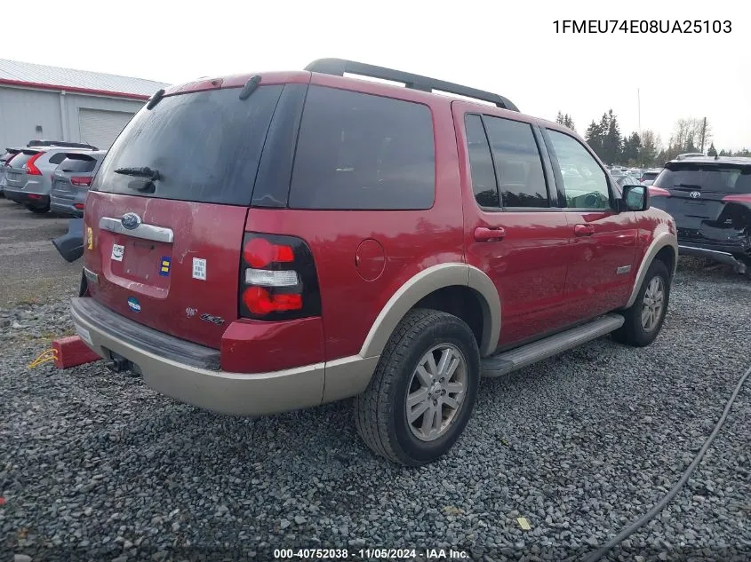 2008 Ford Explorer Eddie Bauer VIN: 1FMEU74E08UA25103 Lot: 40752038