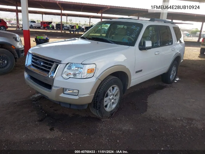 2008 Ford Explorer Eddie Bauer VIN: 1FMEU64E28UB10924 Lot: 40768433