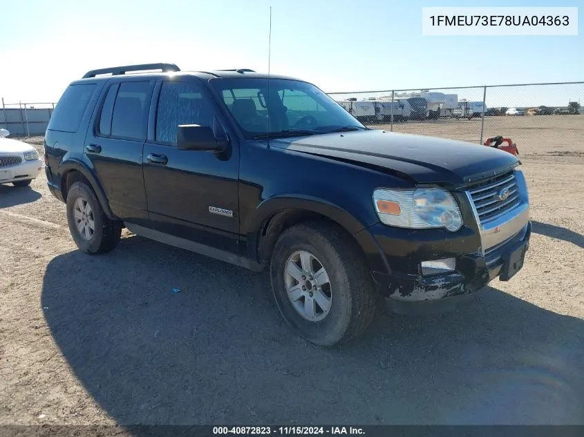 2008 Ford Explorer Xlt VIN: 1FMEU73E78UA04363 Lot: 40872823