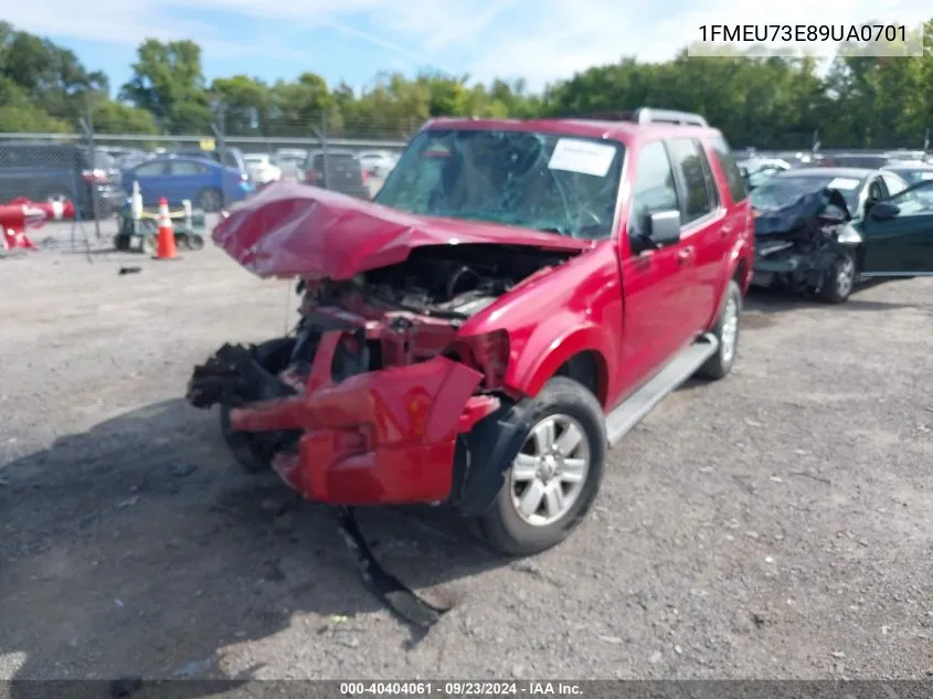 2009 Ford Explorer Xlt VIN: 1FMEU73E89UA0701 Lot: 40404061