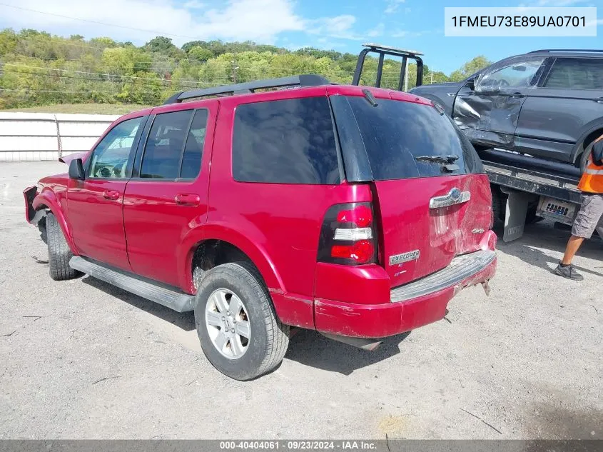 2009 Ford Explorer Xlt VIN: 1FMEU73E89UA0701 Lot: 40404061