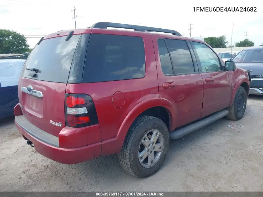 2010 Ford Explorer Xlt VIN: 1FMEU6DE4AUA24682 Lot: 39769117