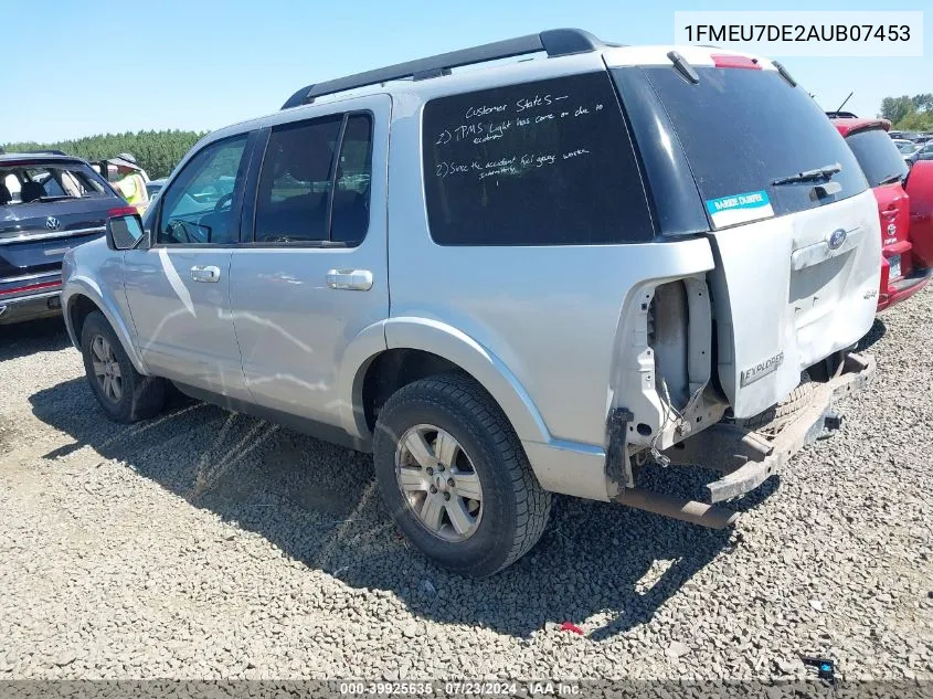 2010 Ford Explorer Xlt VIN: 1FMEU7DE2AUB07453 Lot: 39925635