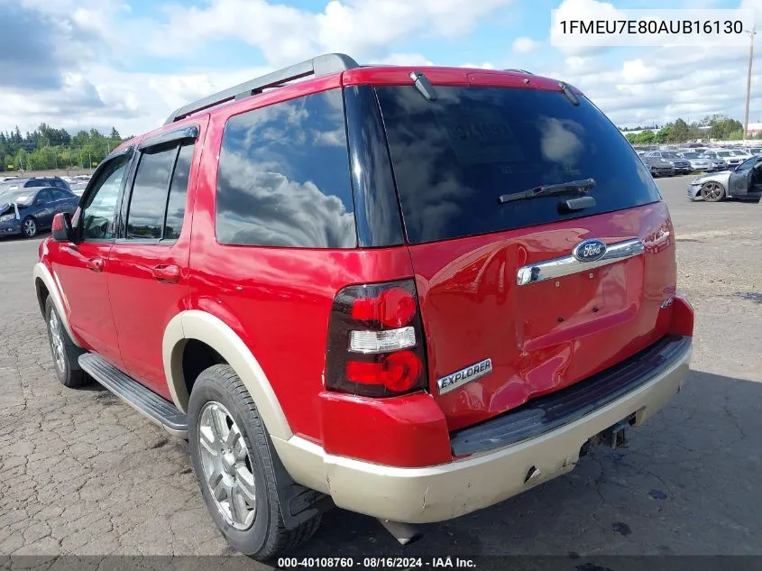 2010 Ford Explorer Eddie Bauer VIN: 1FMEU7E80AUB16130 Lot: 40108760