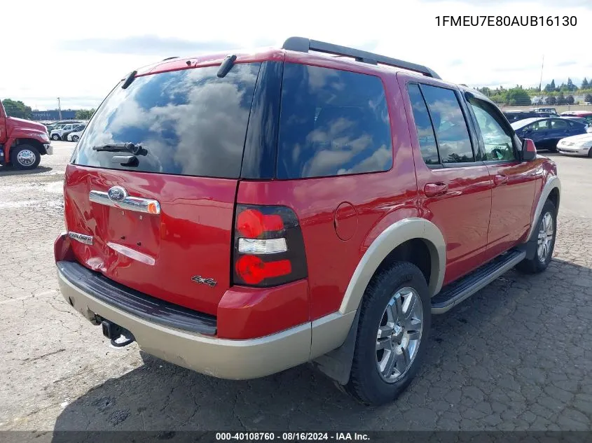 2010 Ford Explorer Eddie Bauer VIN: 1FMEU7E80AUB16130 Lot: 40108760