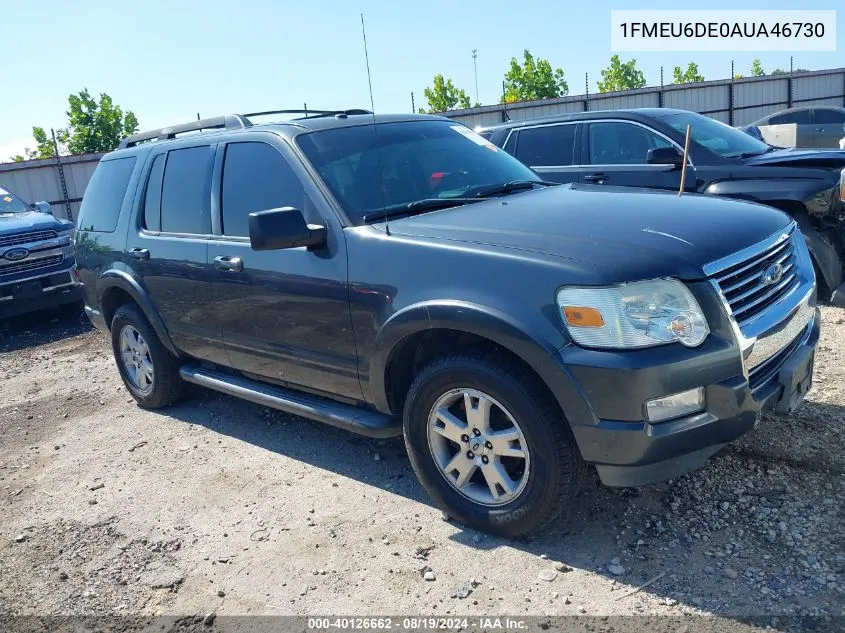 2010 Ford Explorer Xlt VIN: 1FMEU6DE0AUA46730 Lot: 40126662