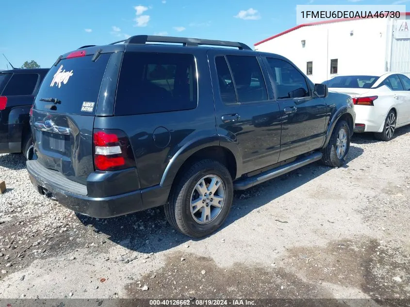 2010 Ford Explorer Xlt VIN: 1FMEU6DE0AUA46730 Lot: 40126662