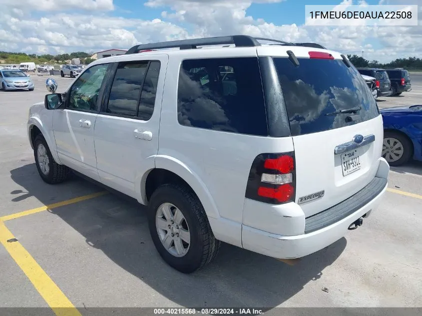 2010 Ford Explorer Xlt VIN: 1FMEU6DE0AUA22508 Lot: 40215568