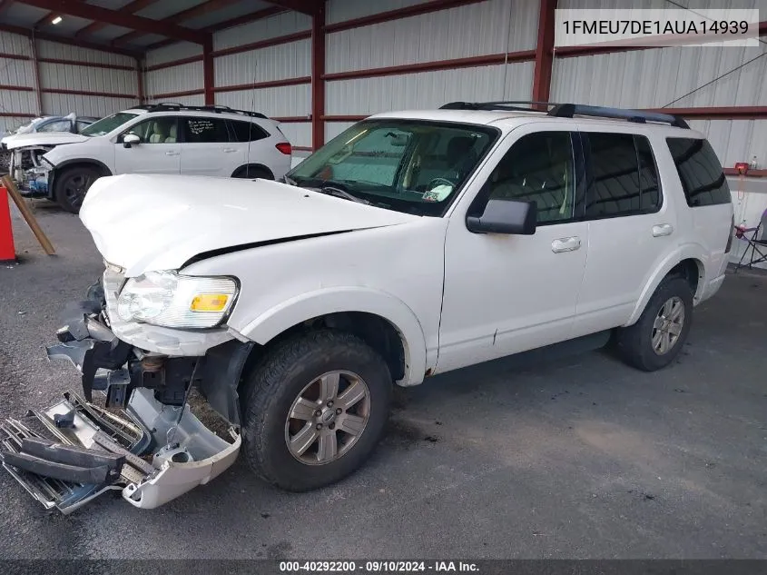 2010 Ford Explorer Xlt VIN: 1FMEU7DE1AUA14939 Lot: 40292200