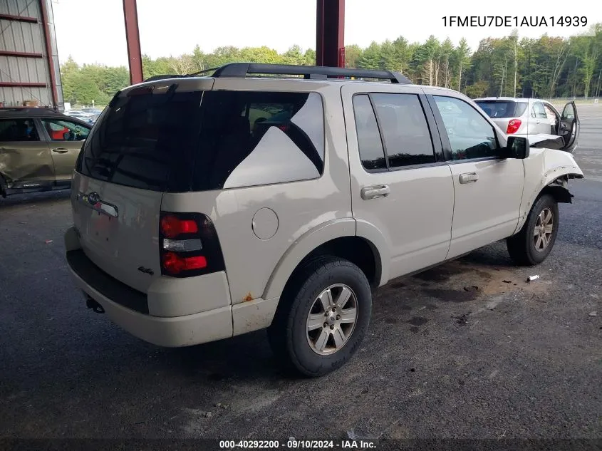 2010 Ford Explorer Xlt VIN: 1FMEU7DE1AUA14939 Lot: 40292200