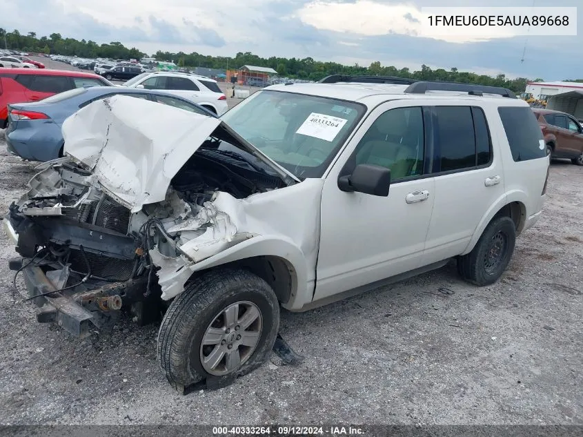 2010 Ford Explorer Xlt VIN: 1FMEU6DE5AUA89668 Lot: 40333264