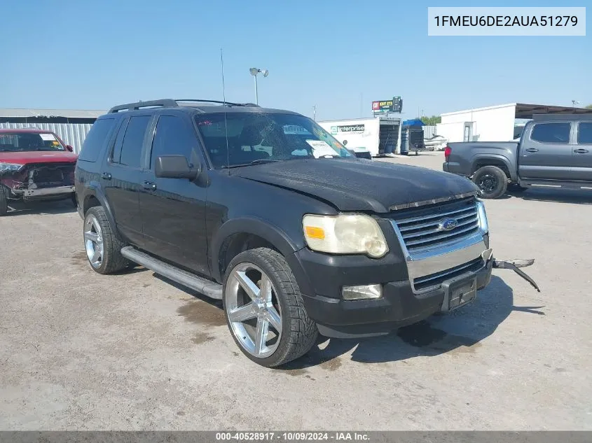 2010 Ford Explorer Xlt VIN: 1FMEU6DE2AUA51279 Lot: 40528917