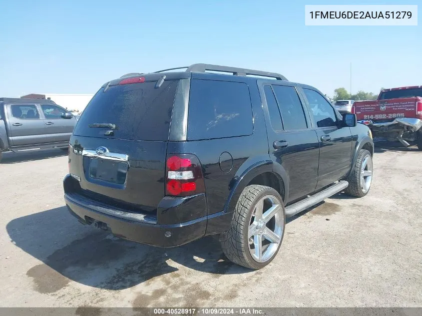 2010 Ford Explorer Xlt VIN: 1FMEU6DE2AUA51279 Lot: 40528917