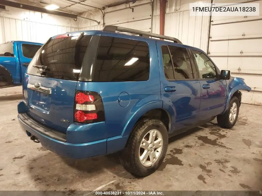 2010 Ford Explorer Xlt VIN: 1FMEU7DE2AUA18238 Lot: 40538231