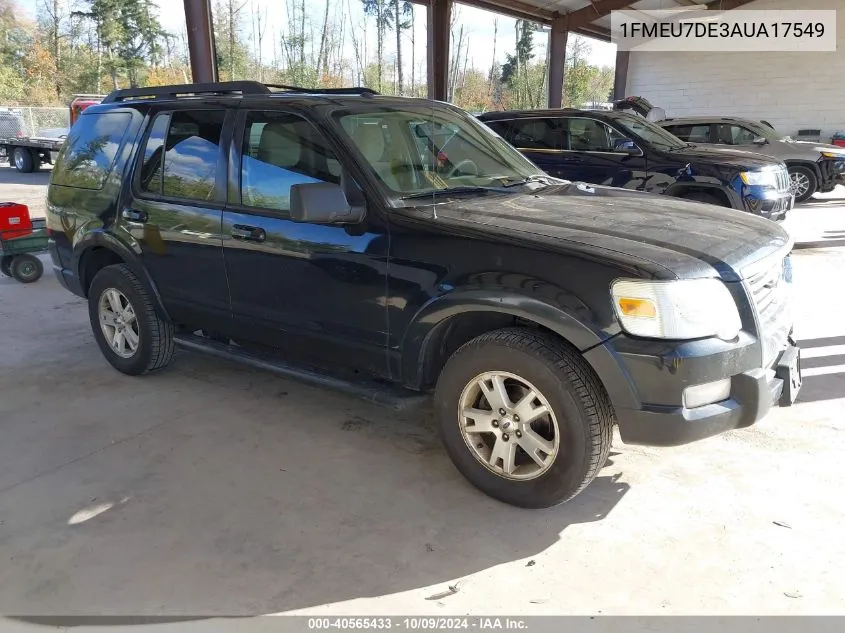 2010 Ford Explorer Xlt VIN: 1FMEU7DE3AUA17549 Lot: 40565433