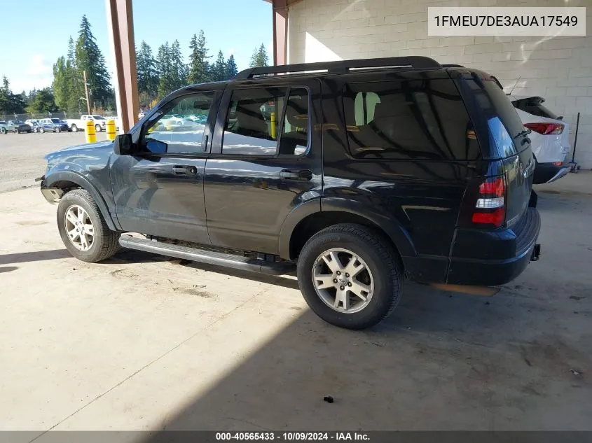 2010 Ford Explorer Xlt VIN: 1FMEU7DE3AUA17549 Lot: 40565433