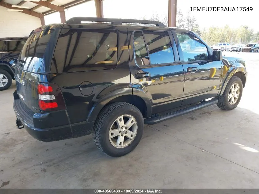 2010 Ford Explorer Xlt VIN: 1FMEU7DE3AUA17549 Lot: 40565433