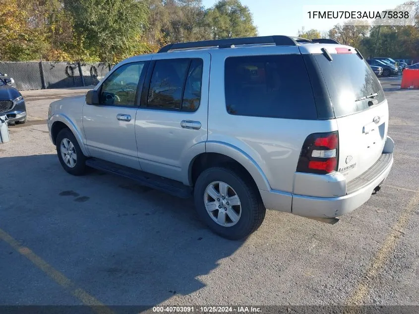 2010 Ford Explorer Xlt VIN: 1FMEU7DE3AUA75838 Lot: 40703091