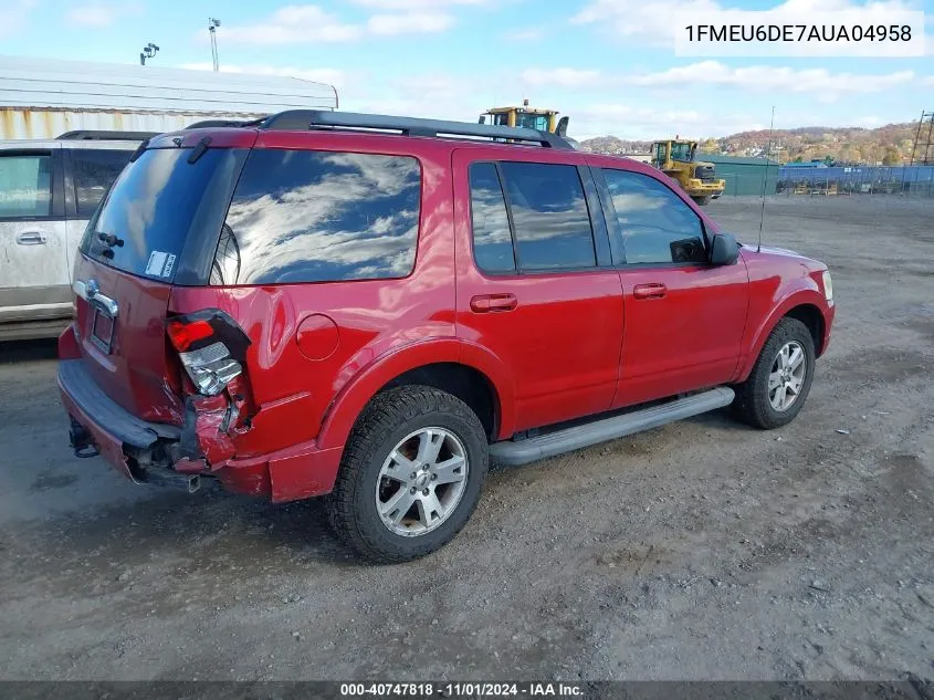 2010 Ford Explorer Xlt VIN: 1FMEU6DE7AUA04958 Lot: 40747818