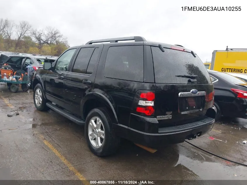 2010 Ford Explorer Xlt VIN: 1FMEU6DE3AUA10255 Lot: 40867855