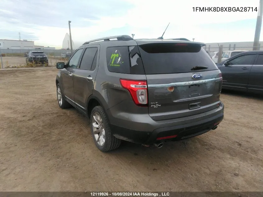 2011 Ford Explorer Xlt VIN: 1FMHK8D8XBGA28714 Lot: 12119926