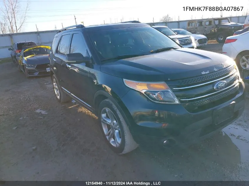 2011 Ford Explorer Limited VIN: 1FMHK7F88BGA07867 Lot: 12154940