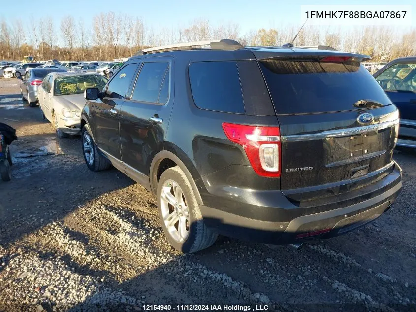 2011 Ford Explorer Limited VIN: 1FMHK7F88BGA07867 Lot: 12154940