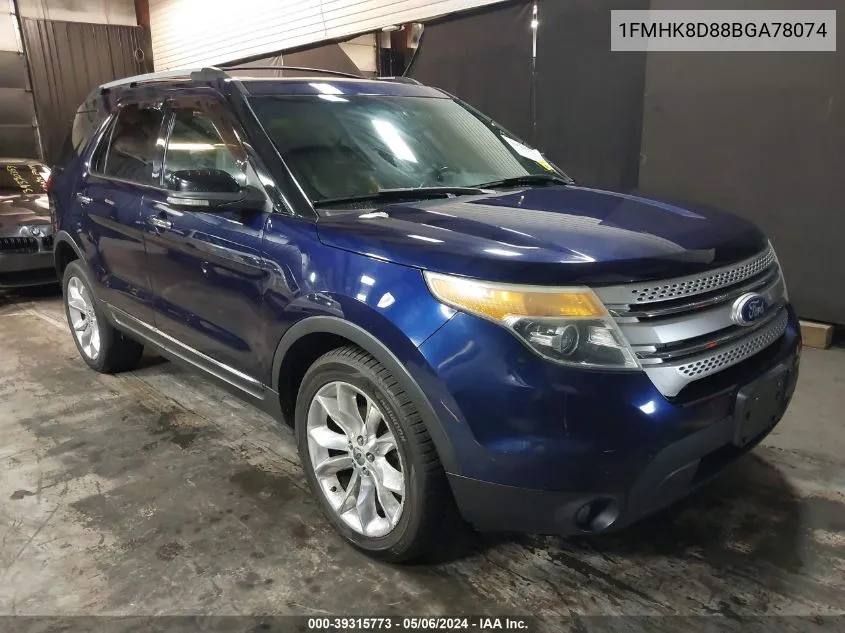 2011 Ford Explorer Xlt VIN: 1FMHK8D88BGA78074 Lot: 39315773