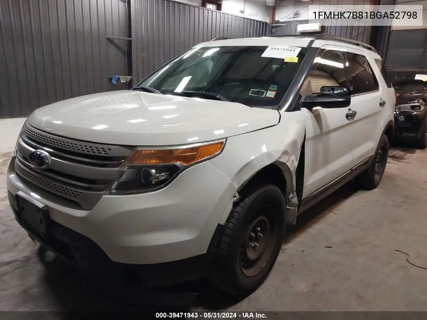 2011 Ford Explorer VIN: 1FMHK7B81BGA52798 Lot: 39471943