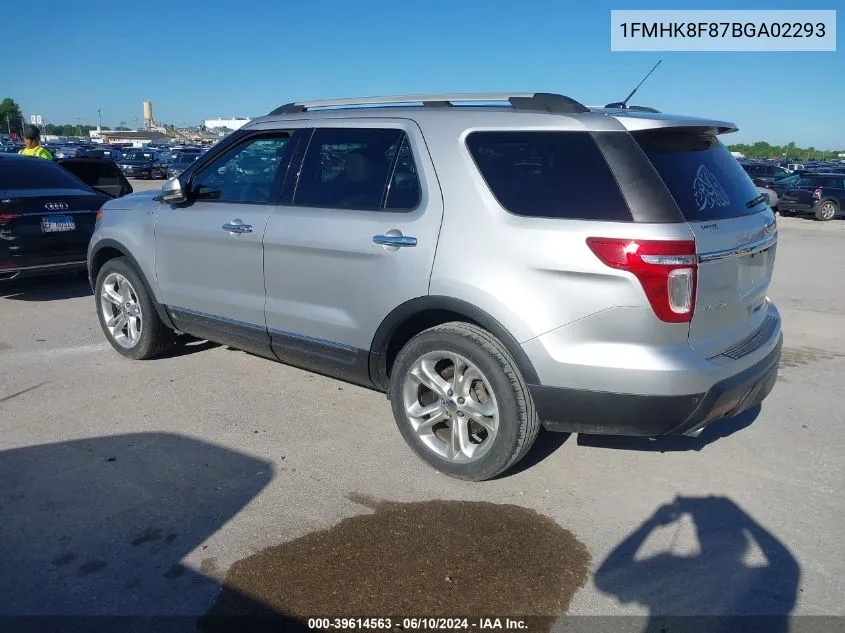 2011 Ford Explorer Limited VIN: 1FMHK8F87BGA02293 Lot: 39614563