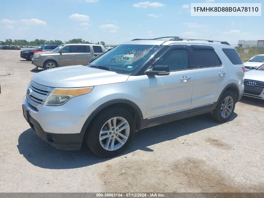 2011 Ford Explorer Xlt VIN: 1FMHK8D88BGA78110 Lot: 39863104