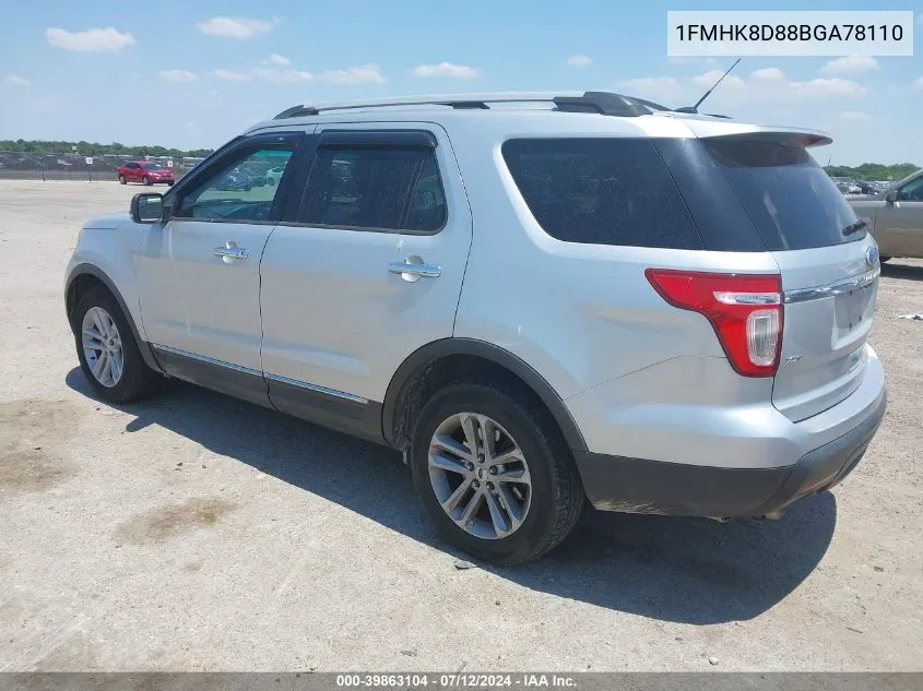 1FMHK8D88BGA78110 2011 Ford Explorer Xlt