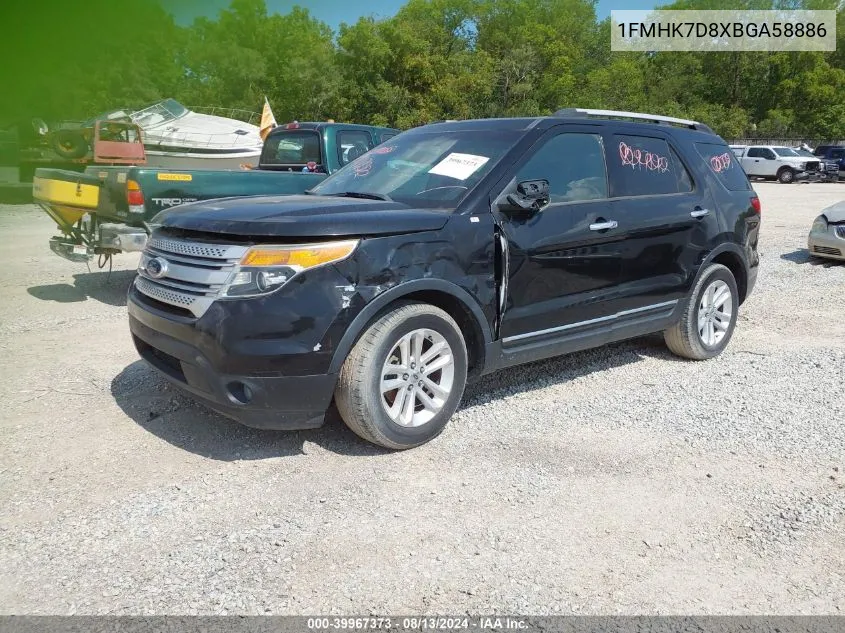 2011 Ford Explorer Xlt VIN: 1FMHK7D8XBGA58886 Lot: 39967373