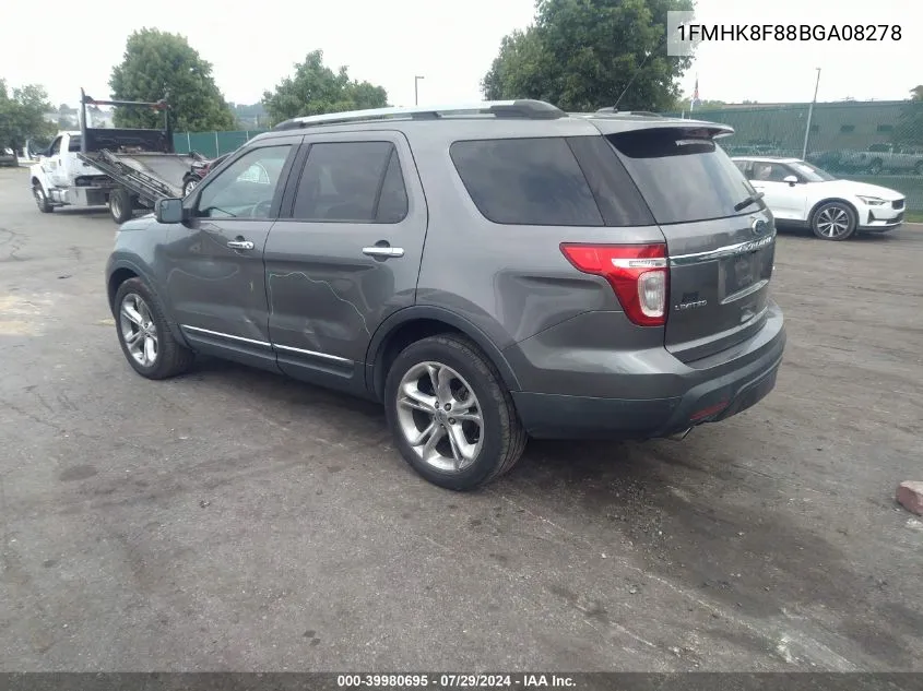 2011 Ford Explorer Limited VIN: 1FMHK8F88BGA08278 Lot: 39980695