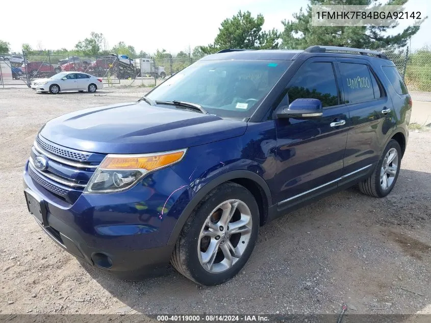 1FMHK7F84BGA92142 2011 Ford Explorer Limited