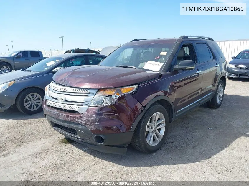 2011 Ford Explorer Xlt VIN: 1FMHK7D81BGA10869 Lot: 40129950