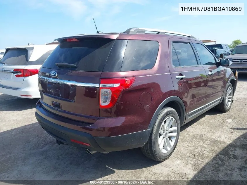 2011 Ford Explorer Xlt VIN: 1FMHK7D81BGA10869 Lot: 40129950