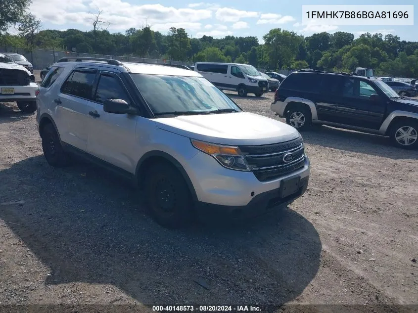 2011 Ford Explorer VIN: 1FMHK7B86BGA81696 Lot: 40148573