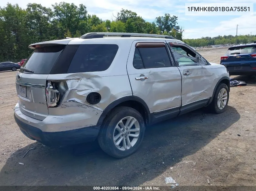 1FMHK8D81BGA75551 2011 Ford Explorer Xlt